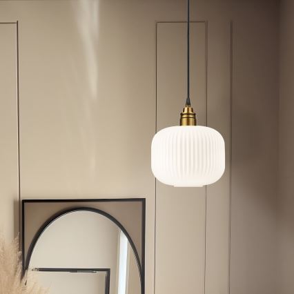 Luminária pendente com cabo HECTOR 1xE27/15W/230V, branco/latão, Ø 20 cm