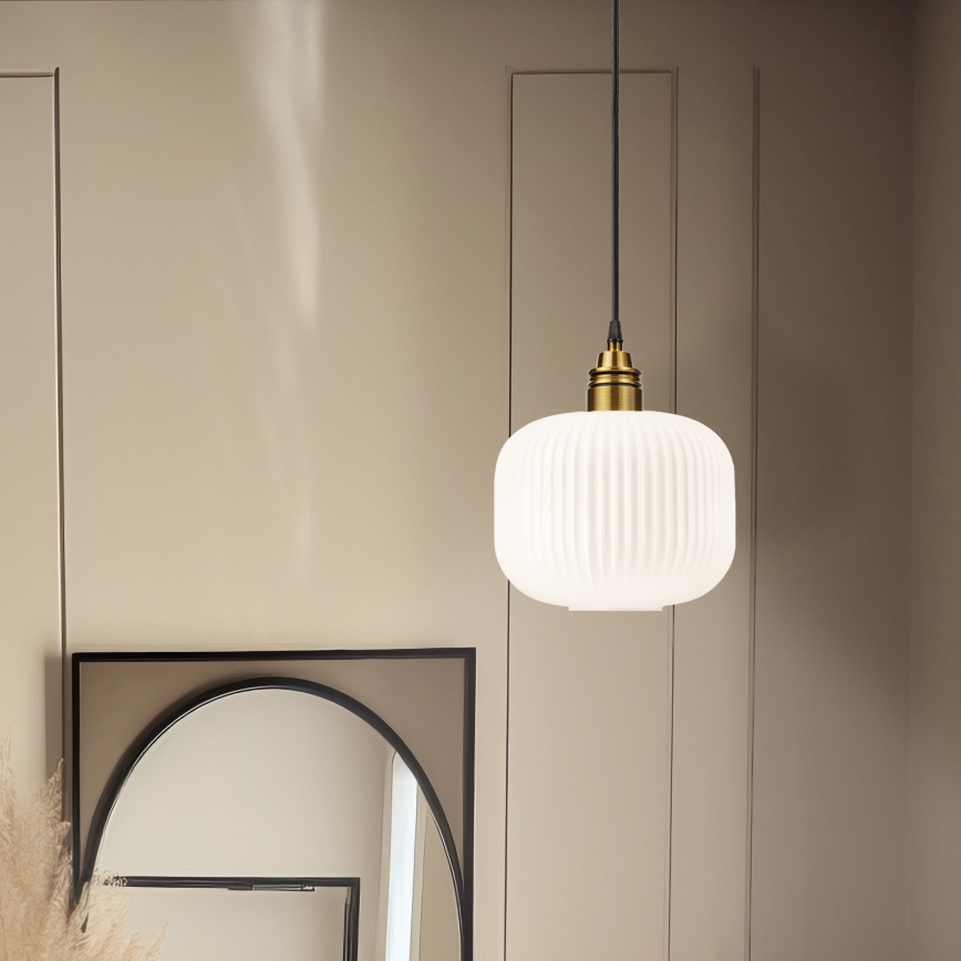 Luminária pendente com cabo HECTOR 1xE27/15W/230V, branco/latão, Ø 20 cm