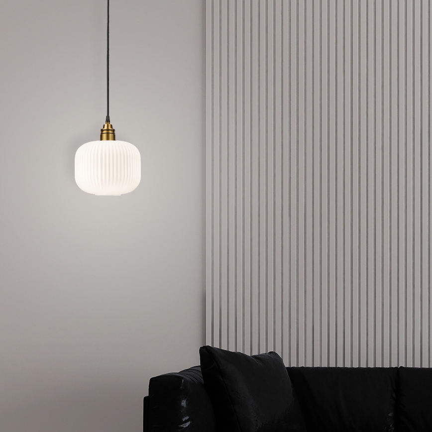 Luminária pendente com cabo HECTOR 1xE27/15W/230V, branco/latão, Ø 20 cm