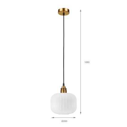 Luminária pendente com cabo HECTOR 1xE27/15W/230V, branco/latão, Ø 20 cm