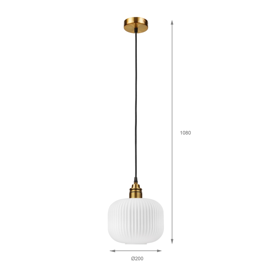 Luminária pendente com cabo HECTOR 1xE27/15W/230V, branco/latão, Ø 20 cm