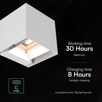 Luz de parede solar LED com sensor LED/9W/3,7V 3000/4000/5000K IP65 2600 mAh branca