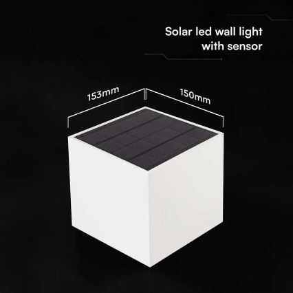 Luz de parede solar LED com sensor LED/9W/3,7V 3000/4000/5000K IP65 2600 mAh branca