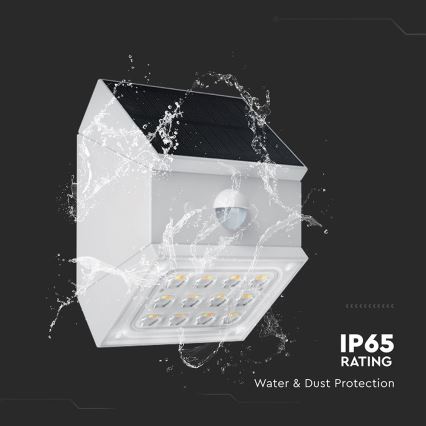 Aplique solar de parede com sensor LED/2,5W/3,7V 3000/4000/6000K IP65 1200 mAh branco