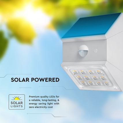 Aplique solar de parede com sensor LED/2,5W/3,7V 3000/4000/6000K IP65 1200 mAh branco