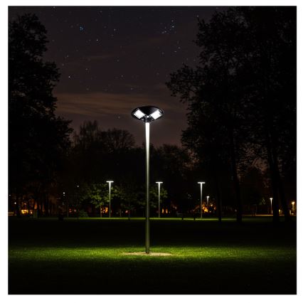 Lâmpada solar de rua LED dimerizável com sensor LED/15W/6V 11000 mAh 6500K IP65 preta + controle remoto