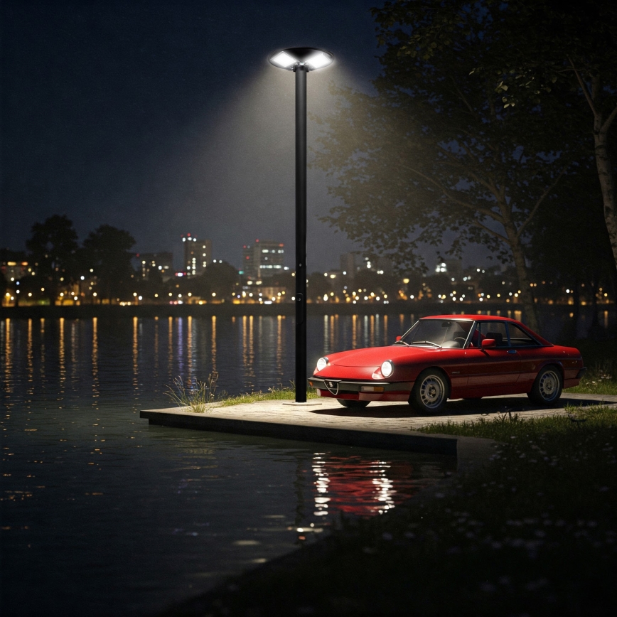 Lâmpada solar de rua LED dimerizável com sensor LED/15W/6V 11000 mAh 6500K IP65 preta + controle remoto
