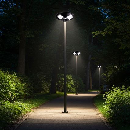Lâmpada solar de rua LED dimerizável com sensor LED/15W/6V 11000 mAh 6500K IP65 preta + controle remoto
