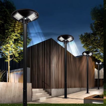 Lâmpada solar de rua LED dimerizável com sensor LED/15W/6V 11000 mAh 6500K IP65 preta + controle remoto