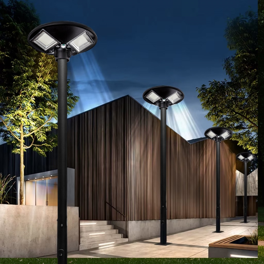 Lâmpada solar de rua LED dimerizável com sensor LED/15W/6V 11000 mAh 6500K IP65 preta + controle remoto