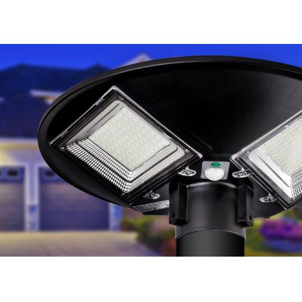 Lâmpada solar de rua LED dimerizável com sensor LED/15W/6V 11000 mAh 6500K IP65 preta + controle remoto