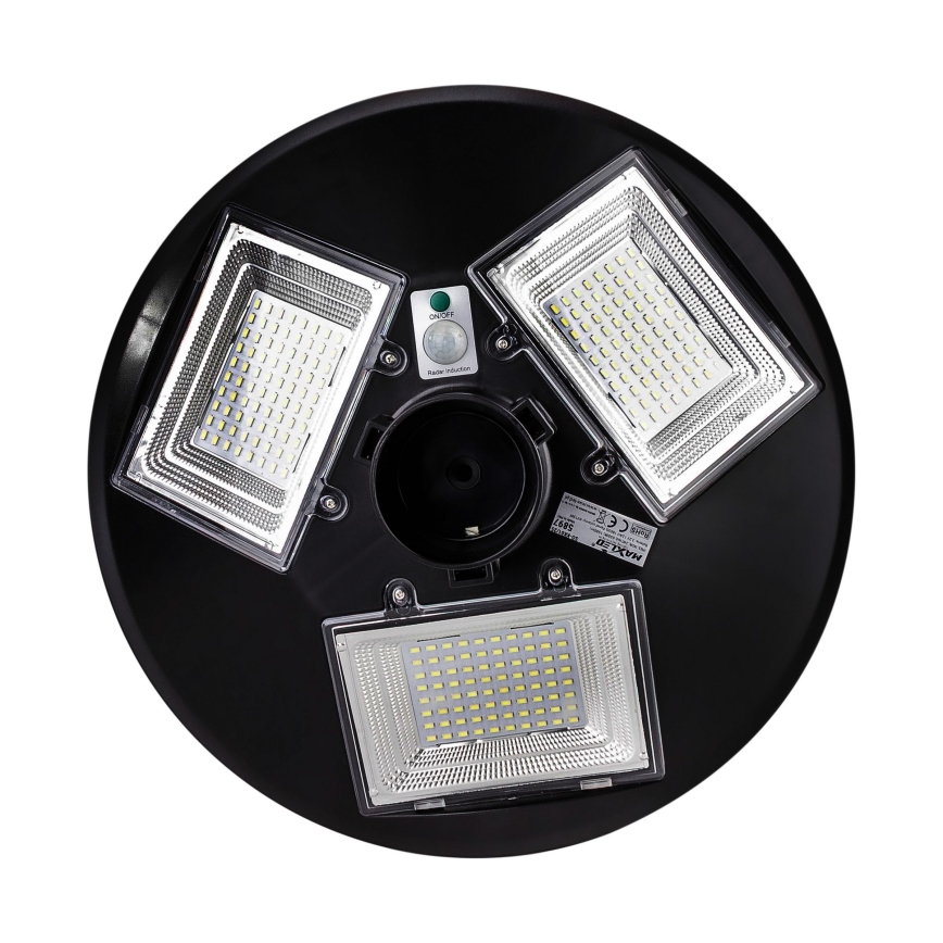 Lâmpada solar de rua LED dimerizável com sensor LED/15W/6V 11000 mAh 6500K IP65 preta + controle remoto