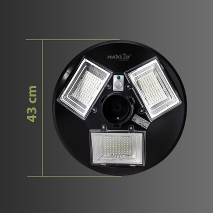 Lâmpada solar de rua LED dimerizável com sensor LED/15W/6V 11000 mAh 6500K IP65 preta + controle remoto