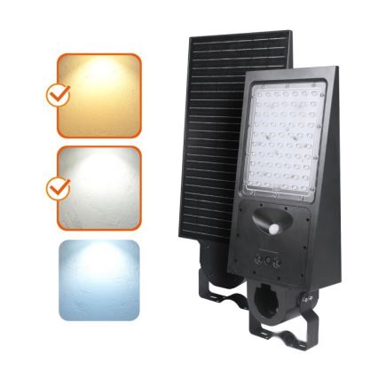 Luminária solar de rua LED dimerizável com sensor STREET LED/30W/9,6V 3000/4000K 6000 mAh IP65 + controlo remoto