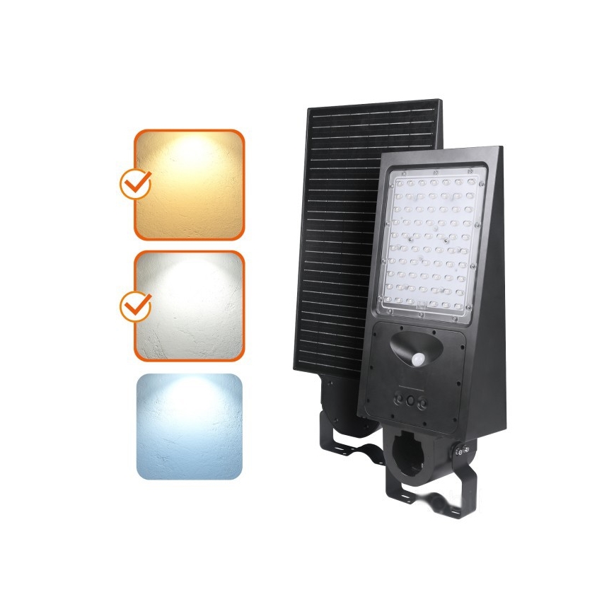 Luminária solar de rua LED dimerizável com sensor STREET LED/30W/9,6V 3000/4000K 6000 mAh IP65 + controlo remoto
