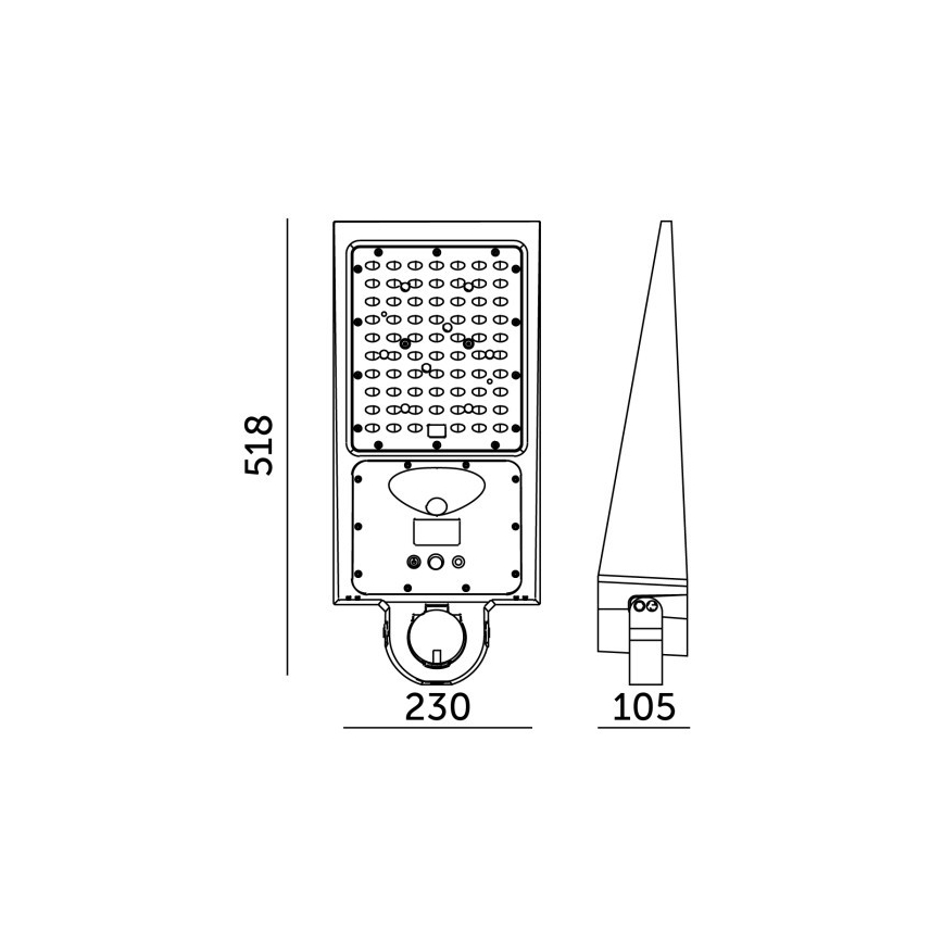 Luminária solar de rua LED dimerizável com sensor STREET LED/30W/9,6V 3000/4000K 6000 mAh IP65 + controlo remoto