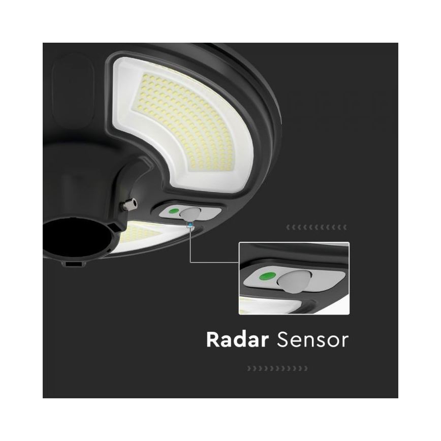 Luminária de Rua Solar LED com Sensor LED/10W/3,2V IP65 4000K 15000 mAh + controlo remoto