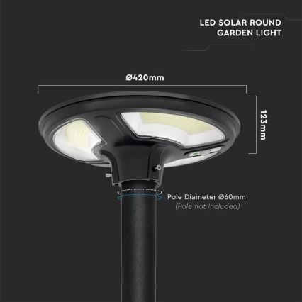 Luminária de Rua Solar LED com Sensor LED/7,5W/3,2V IP65 4000K 15000 mAh + controlo remoto