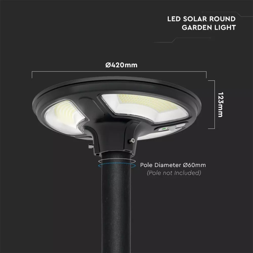Luminária de Rua Solar LED com Sensor LED/7,5W/3,2V IP65 4000K 15000 mAh + controlo remoto
