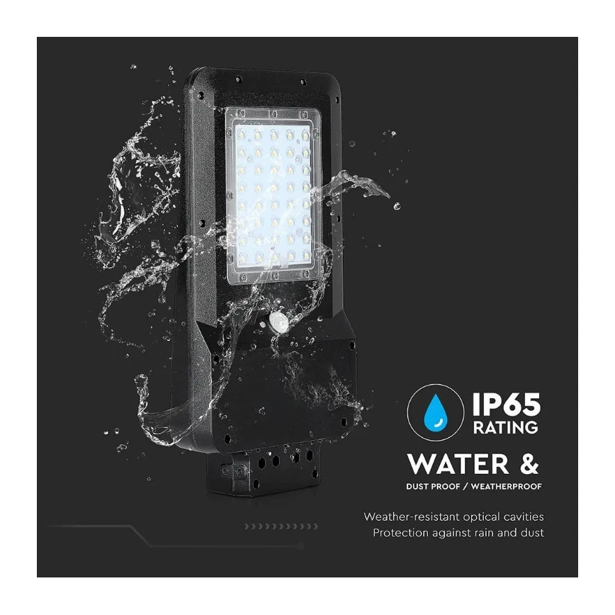 Luminária solar LED de rua com sensor/15W/7,4V 4000K IP65 10800 mAh