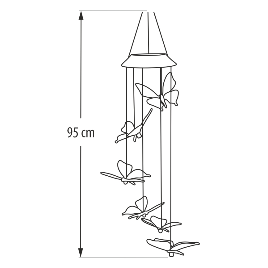 Luminária solar LED RGB 6xLED / 1,2 V, 300 mAh, IP44 — Borboleta