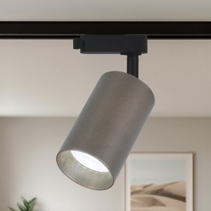 Luminária spot para sistema de trilho monofásico PIPE 1xGU10/10W/230V castanha