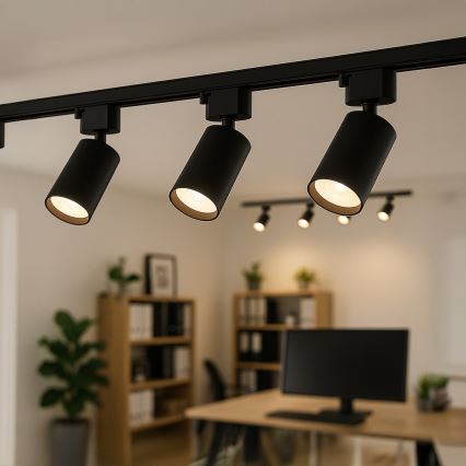 Luminária spot para sistema de trilho monofásico TIGER 1xGU10/10W/230V preta