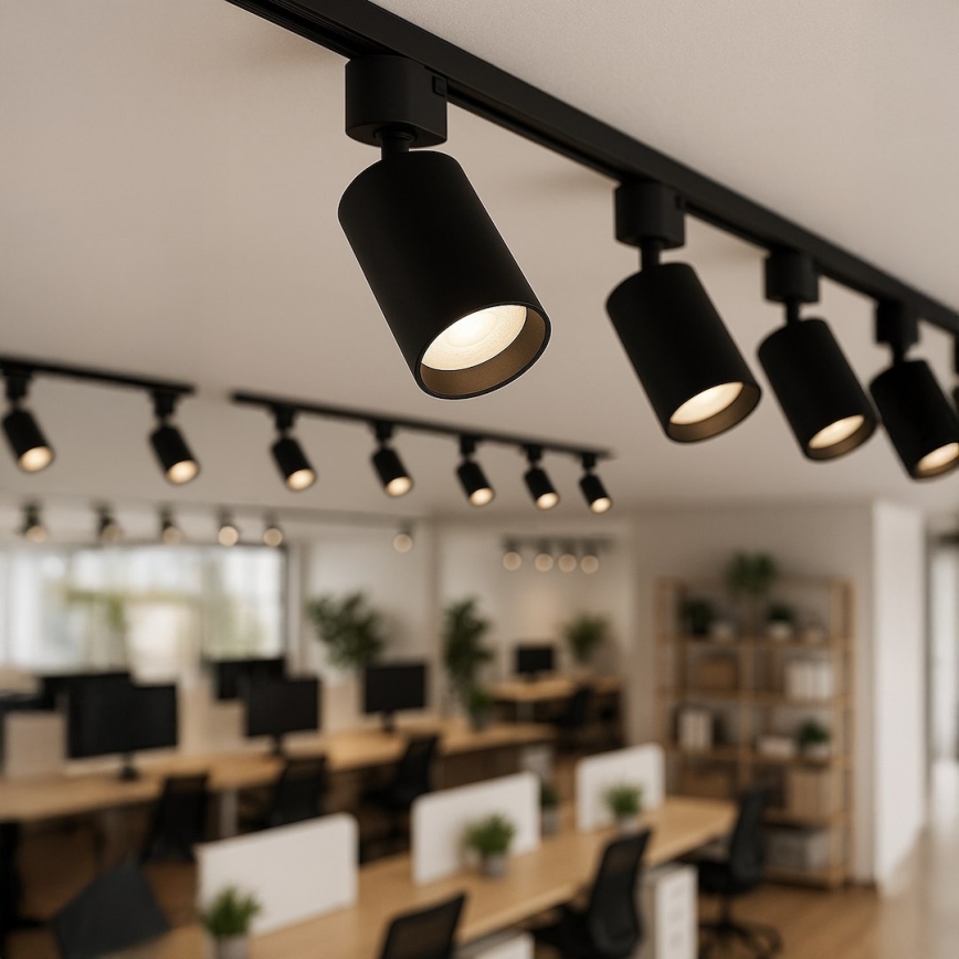 Luminária spot para sistema de trilho monofásico TIGER 1xGU10/10W/230V preta