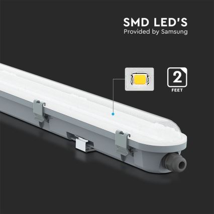 Luminária técnica fluorescente LED com chip SAMSUNG, 18W, 230V, 6500K, IP65, 60 cm