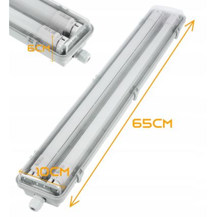 Luminária técnica LED fluorescente T8 2xG13/10W/230V 6000K 60 cm IP65 branca