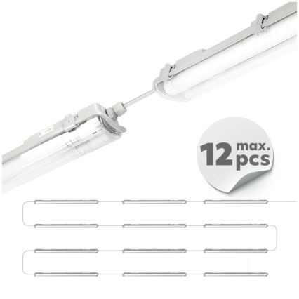 Luminária técnica LED para tubos fluorescentes T8 2xG13/18W/230V 6500K IP65 127 cm