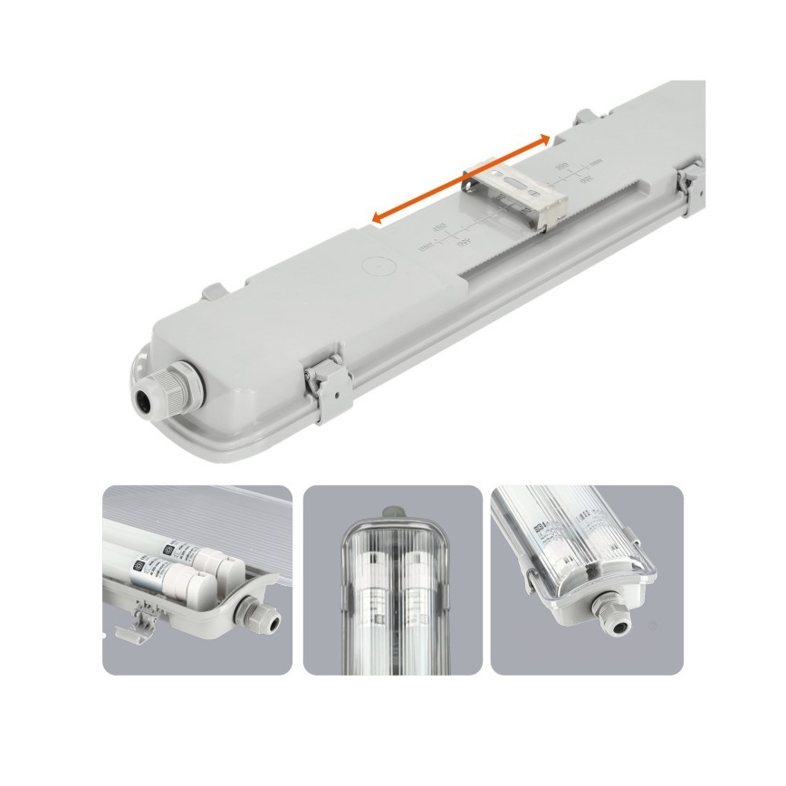 Luminária técnica LED para tubos fluorescentes T8 2xG13/18W/230V 6500K IP65 127 cm