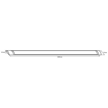 Luminária tubular LED 50 W, 230 V, 4000 K, 150 cm, preta