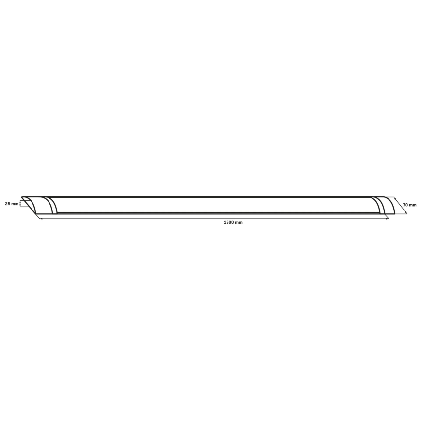 Luminária tubular LED 50 W, 230 V, 4000 K, 150 cm, preta