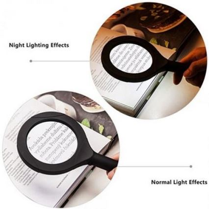 Lupa LED 5×ZOOM com retroiluminação LED/3W/2xAA IP44