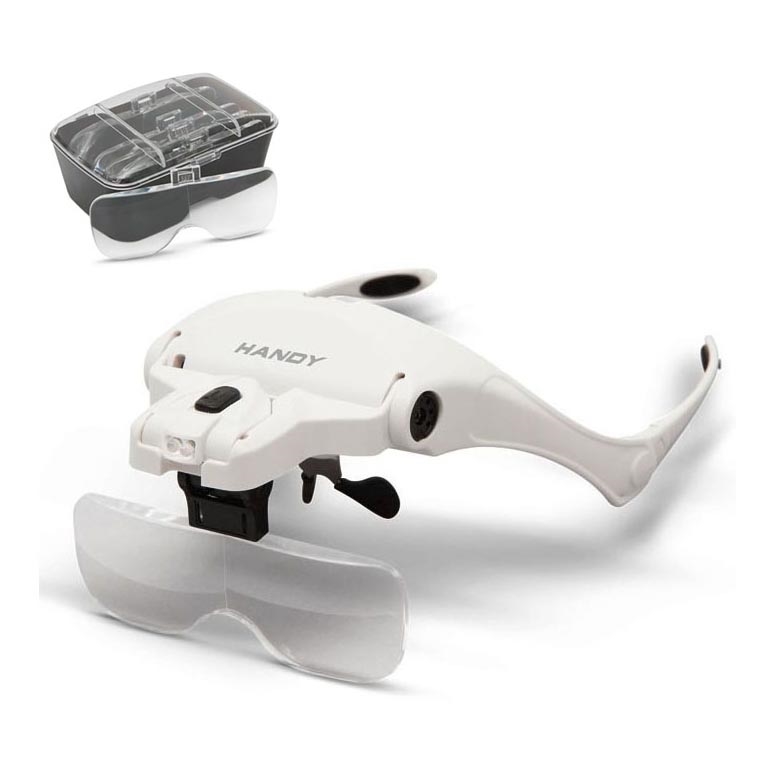 Lupa para a testa com iluminação LED 3xAAA + conjunto de lentes