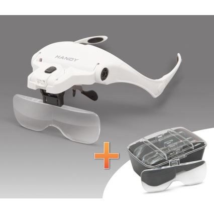 Lupa para a testa com iluminação LED 3xAAA + conjunto de lentes