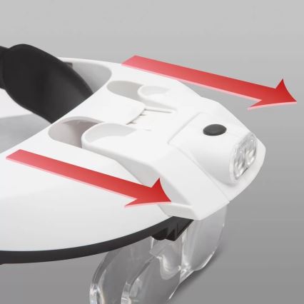 Lupa para a testa com iluminação LED 3xAAA + conjunto de lentes