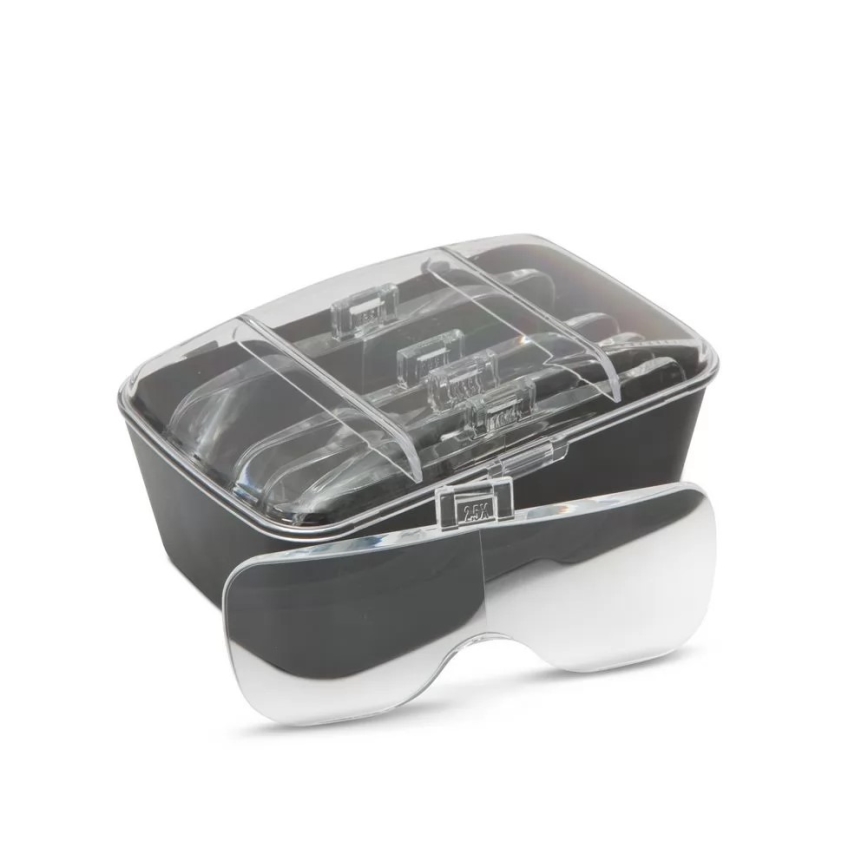 Lupa para a testa com iluminação LED 3xAAA + conjunto de lentes