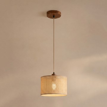 Lustre AIDA suspenso por cabo 1xE27/15W/230V Ø 25 cm carvalho/rafia