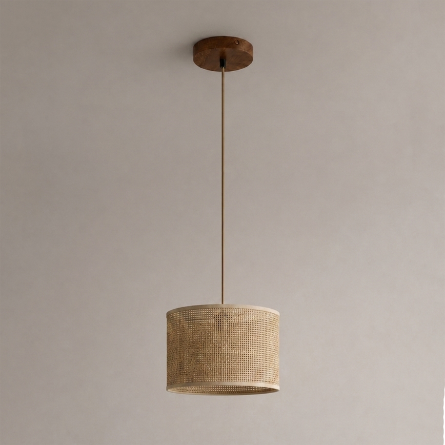Lustre AIDA suspenso por cabo 1xE27/15W/230V Ø 25 cm carvalho/rafia
