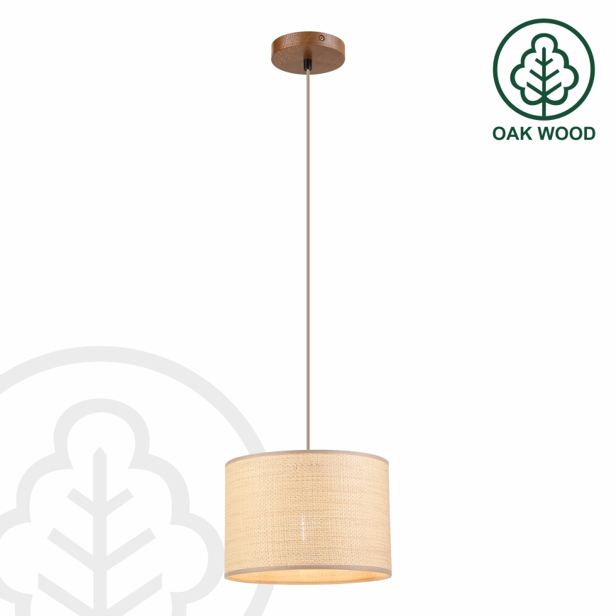 Lustre AIDA suspenso por cabo 1xE27/15W/230V Ø 25 cm carvalho/rafia