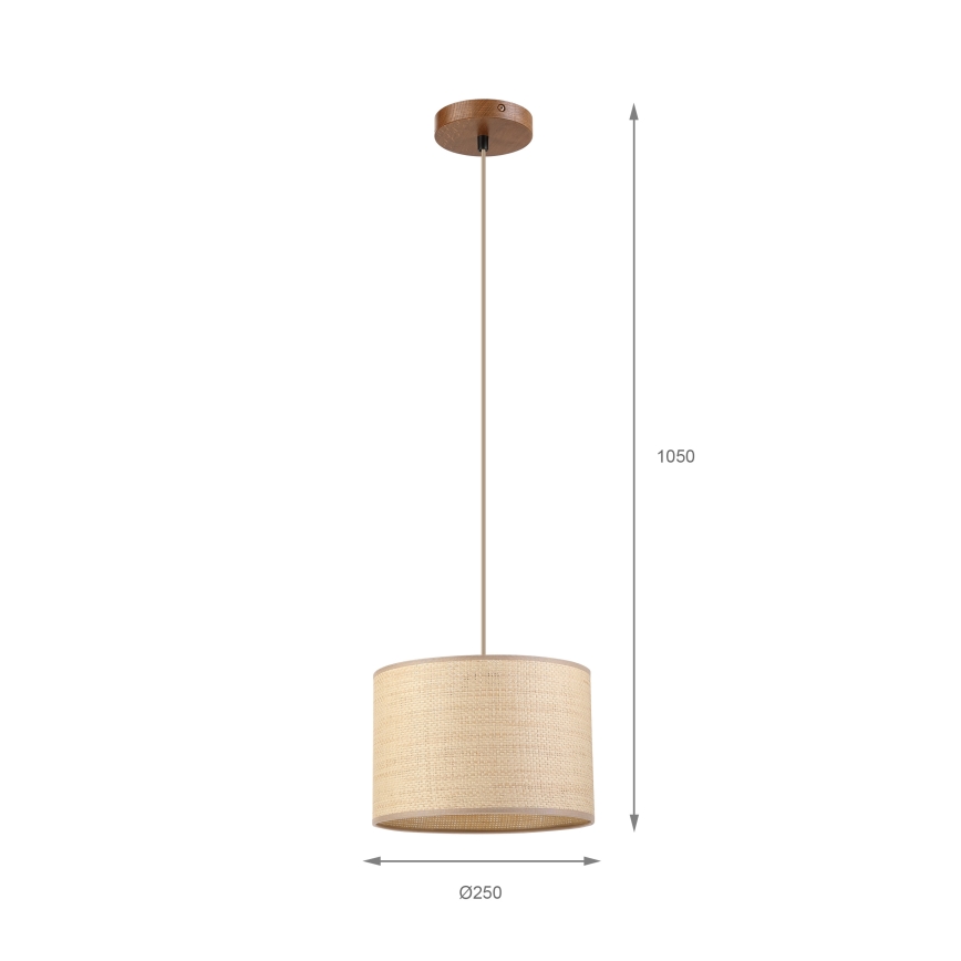 Lustre AIDA suspenso por cabo 1xE27/15W/230V Ø 25 cm carvalho/rafia