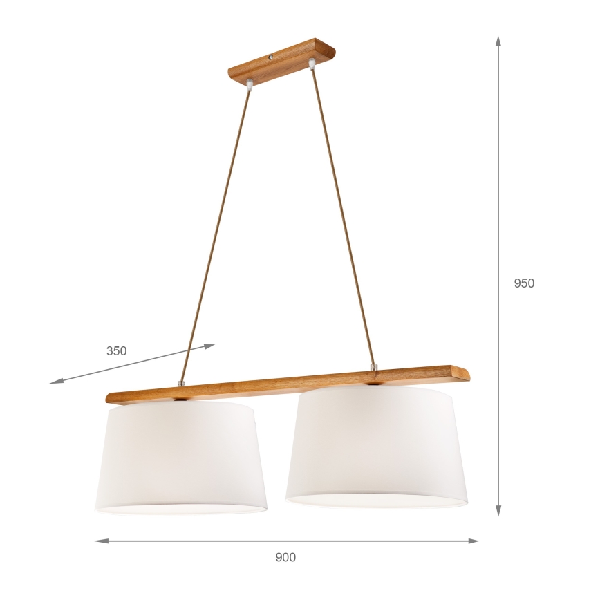 Lustre AIDA suspenso por cabo 2xE27/60W/230V, diâmetro 35 cm, carvalho