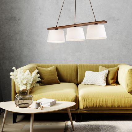 Lustre AIDA suspenso por cabo, 3xE27/60W/230V, Ø 25 cm, acabamento em carvalho/nogueira