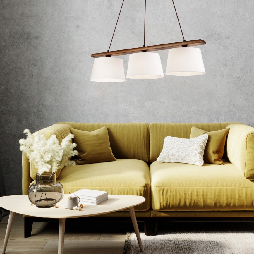 Lustre AIDA suspenso por cabo, 3xE27/60W/230V, Ø 25 cm, acabamento em carvalho/nogueira