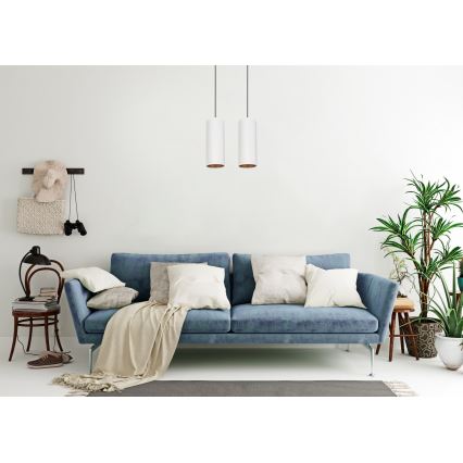 Candeeiro de teto suspenso AVALO 2xE27/60W/230V branco/cobre