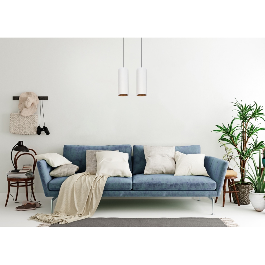 Candeeiro de teto suspenso AVALO 2xE27/60W/230V branco/cobre