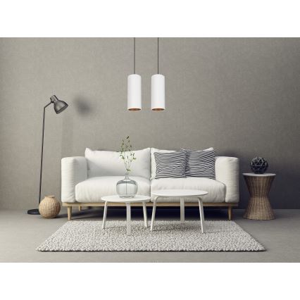 Candeeiro de teto suspenso AVALO 2xE27/60W/230V branco/cobre