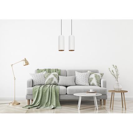 Candeeiro de teto suspenso AVALO 2xE27/60W/230V branco/cobre